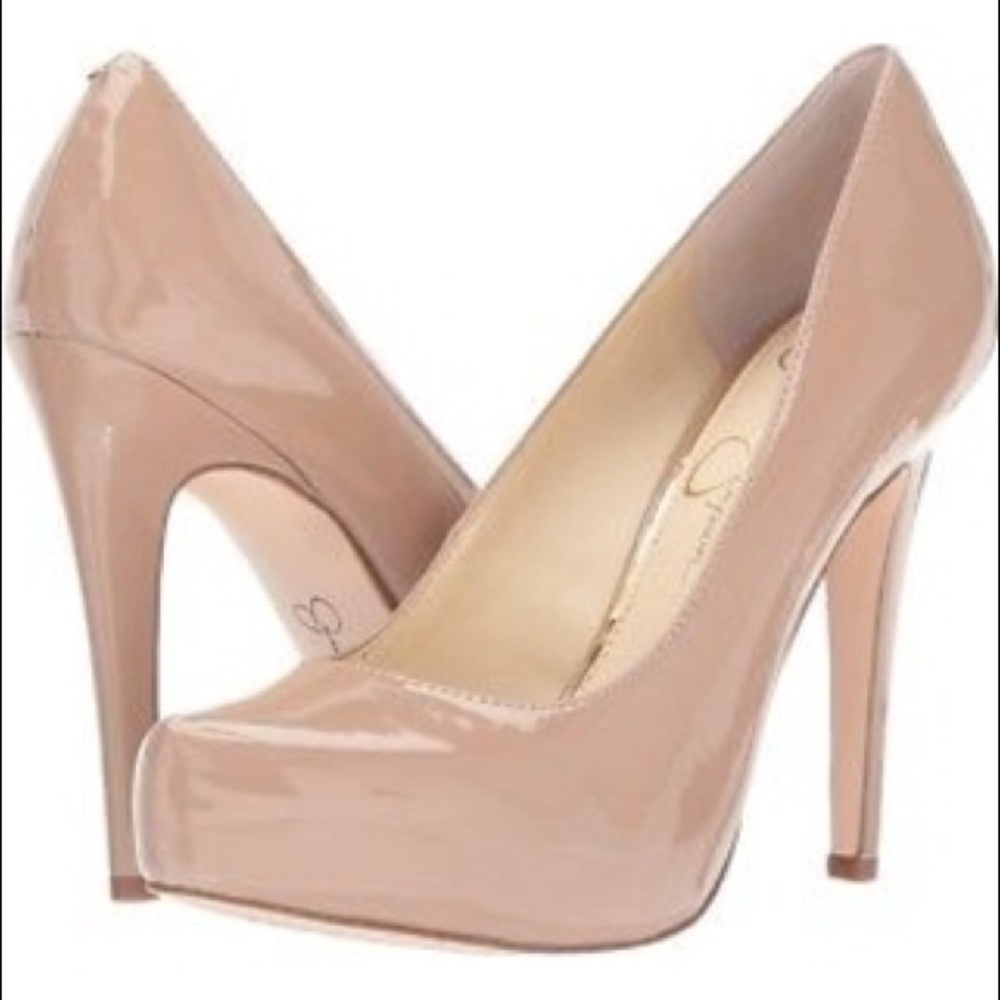 Jessica Simpson Nude Patent Close Toed Pumps